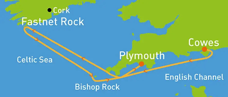 Noblesse Yachts The course of the Fastnet Race round Fastnet Rock