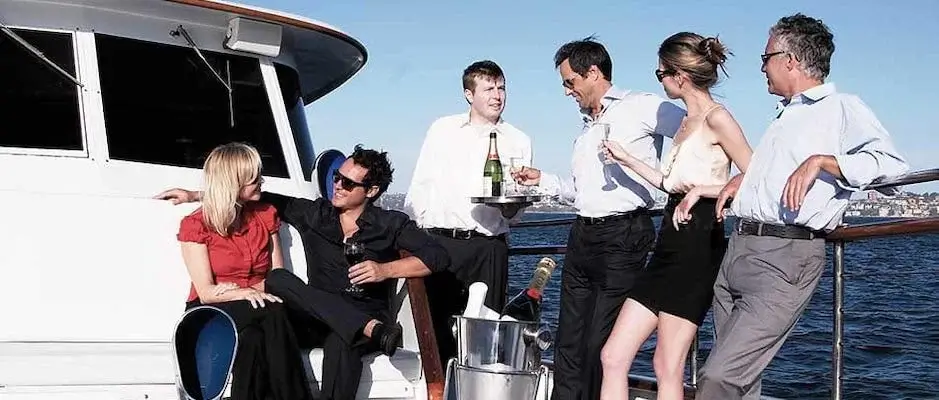 Noblesse Yachts Business Talks on a Yacht with a Champagne